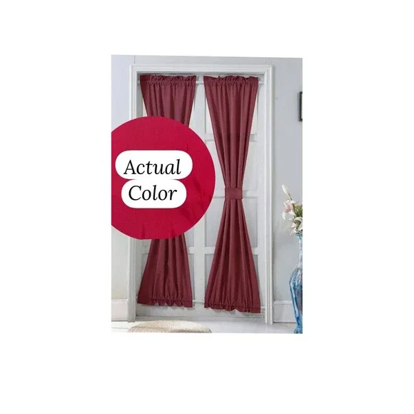 Blackout Thermal Panels French Door Curtains Apple Red, 25x72-Inches, 2 - Picture 1 of 5